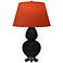 Double Gourd 31"H Obsidian And Silver Lamp w/ Tangerine And Taupe Shade