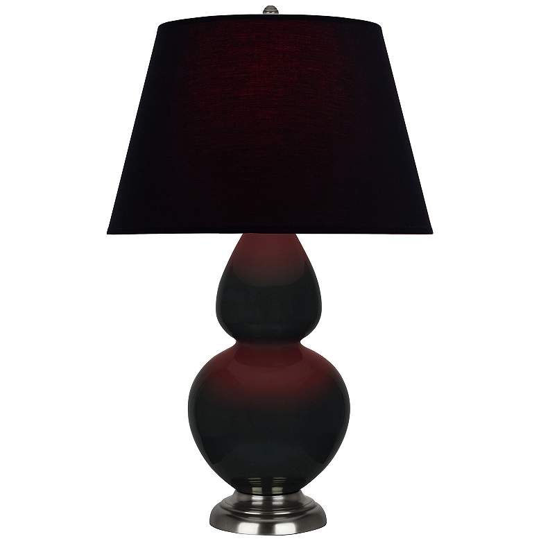 Image 1 Double Gourd 31"H Obsidian And Silver Table Lamp w/ Ink And Rose Shade