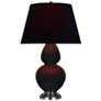Double Gourd 31"H Obsidian And Silver Table Lamp w/ Ink And Rose Shade