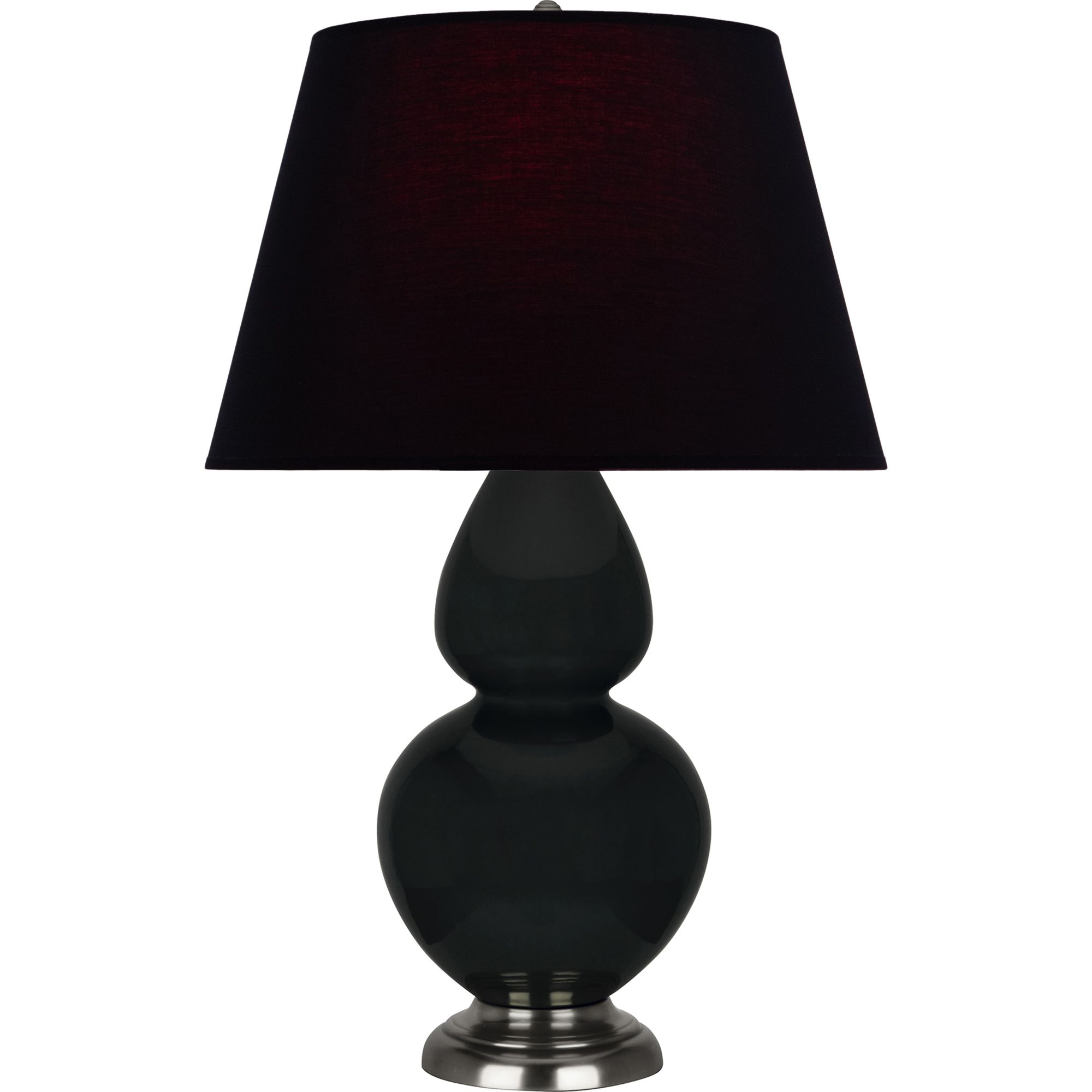 Image 2 Double Gourd 31"H Obsidian And Silver Table Lamp w/ Ink And Rose Shade more views