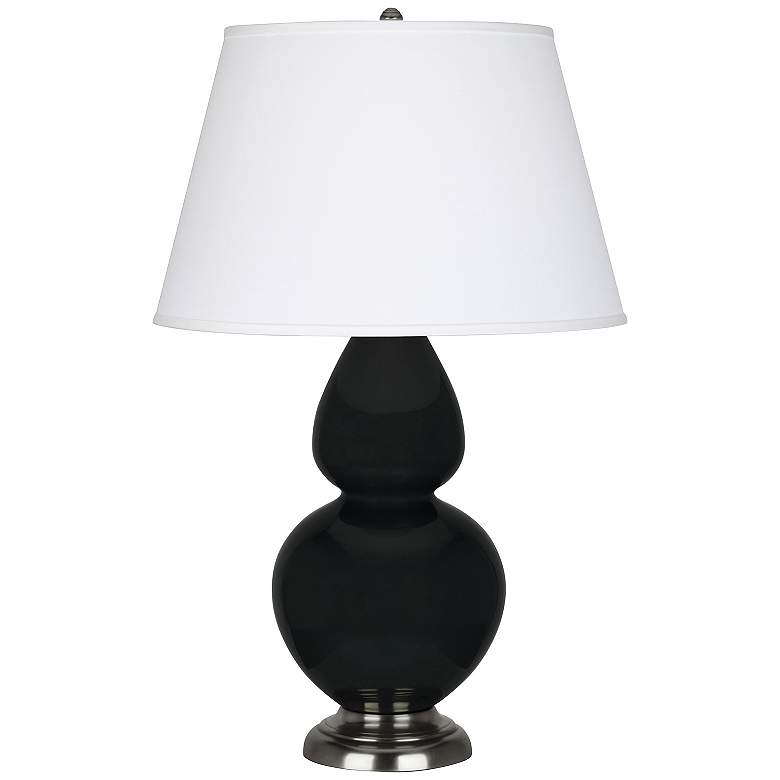 Image 1 Double Gourd 31"H Obsidian And Silver Table Lamp w/ Pearl Shade