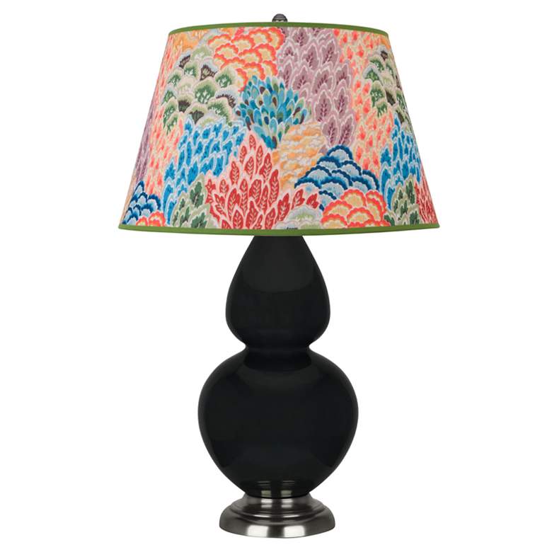 Image 1 Double Gourd 31"H Obsidian And Silver Table Lamp w/ Spring Shade