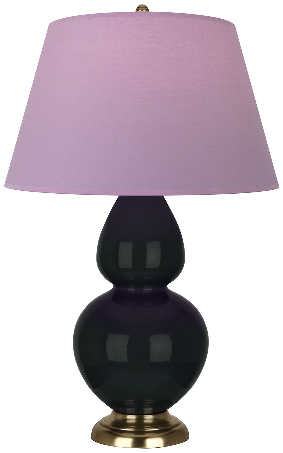 Double Gourd 31"H Obsidian & Brass Lamp w/ Lavender & Plum Made to Order