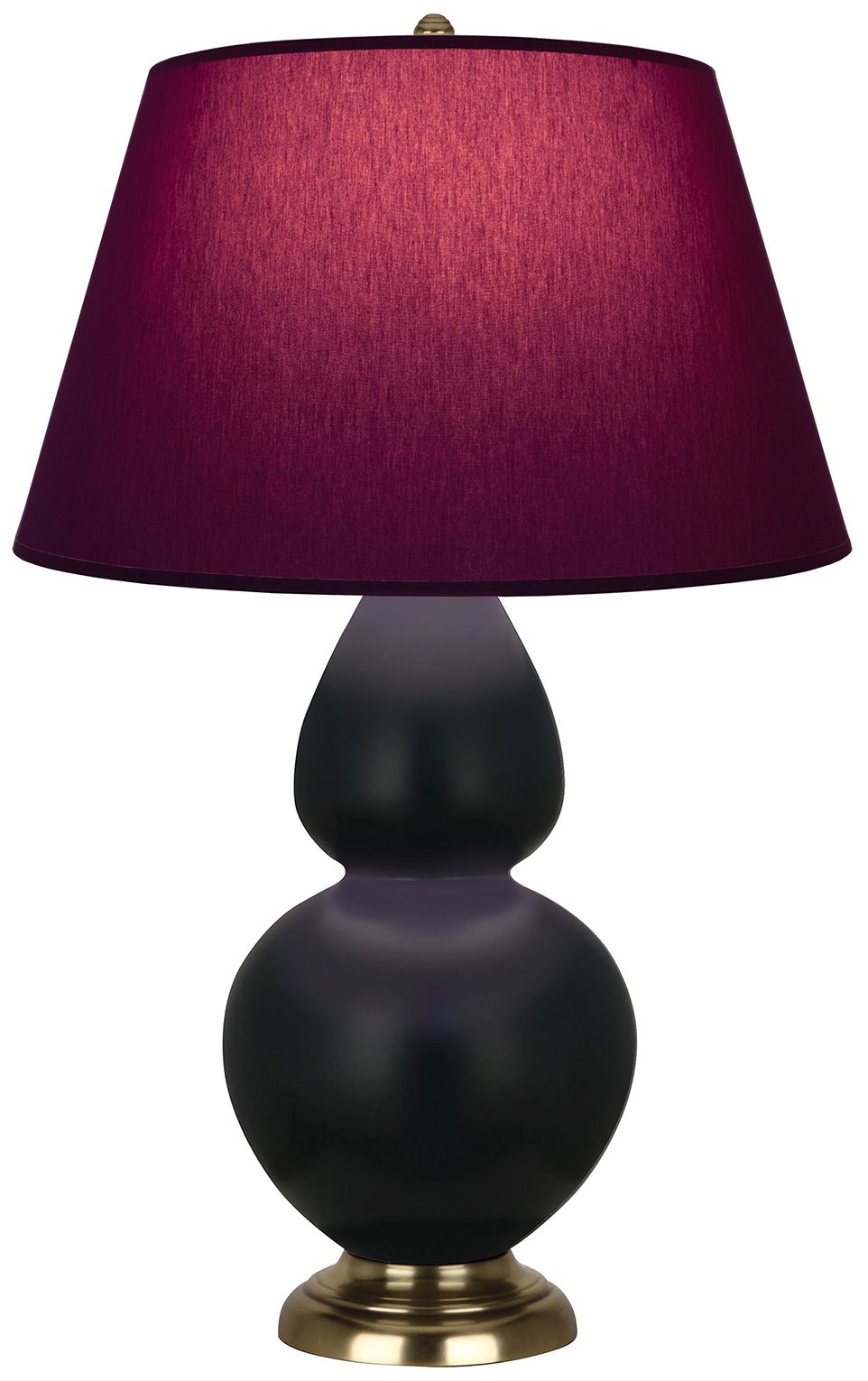 Double Gourd 31"H Obsidian & Brass Lamp w/ Plum & Lavender Made to Order