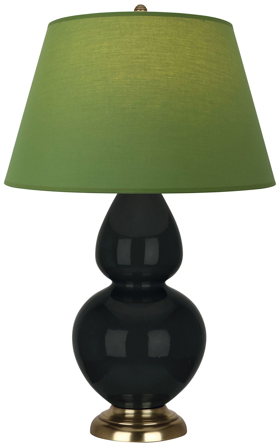 Double Gourd 31"H Obsidian & Brass Lamp w/ Tea Green & Taupe Made to Order