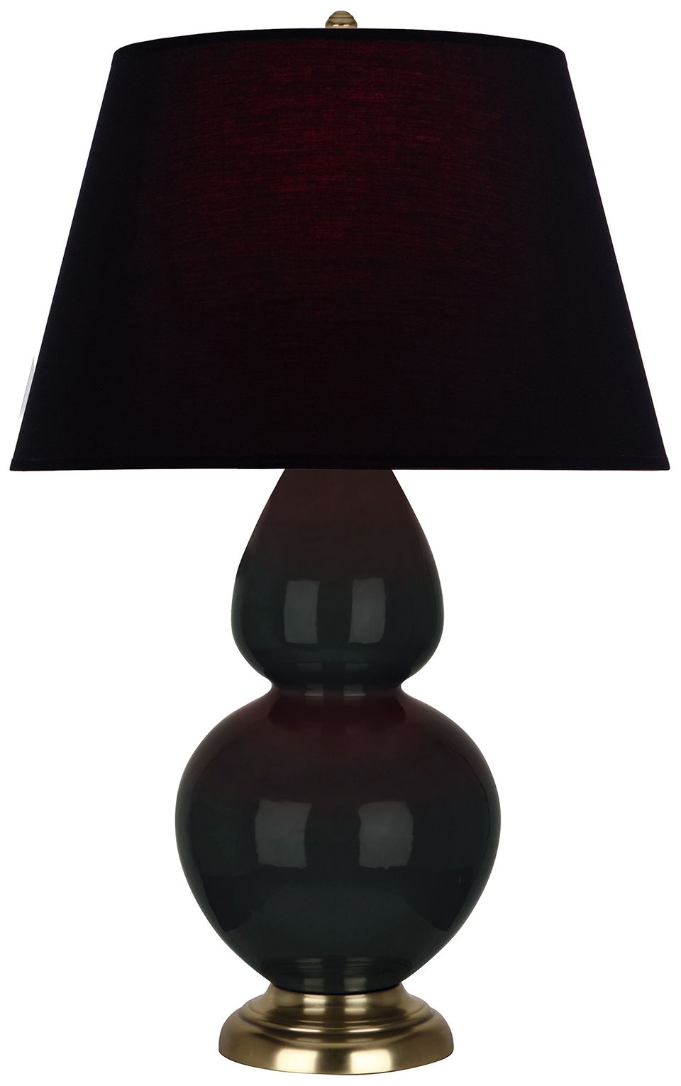 Double Gourd 31"H Obsidian & Brass Table Lamp w/ Ink & Rose Made to Order
