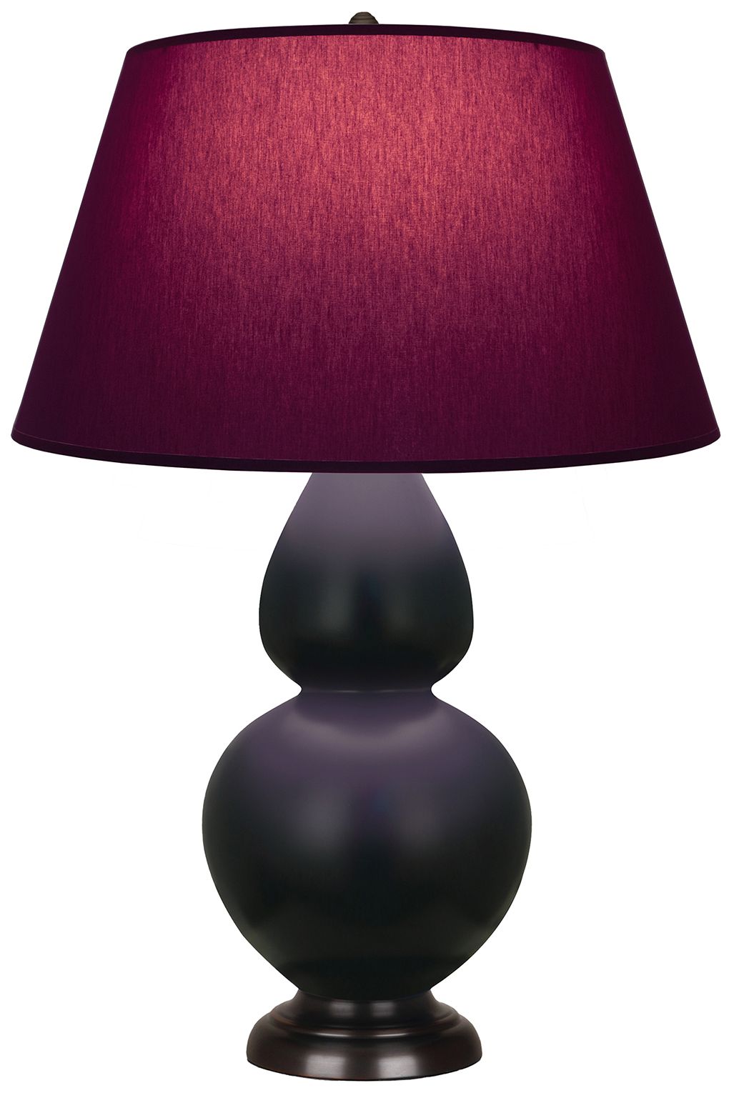 Double Gourd 31"H Obsidian & Bronze Lamp w/ Plum & Lavender Made to Order