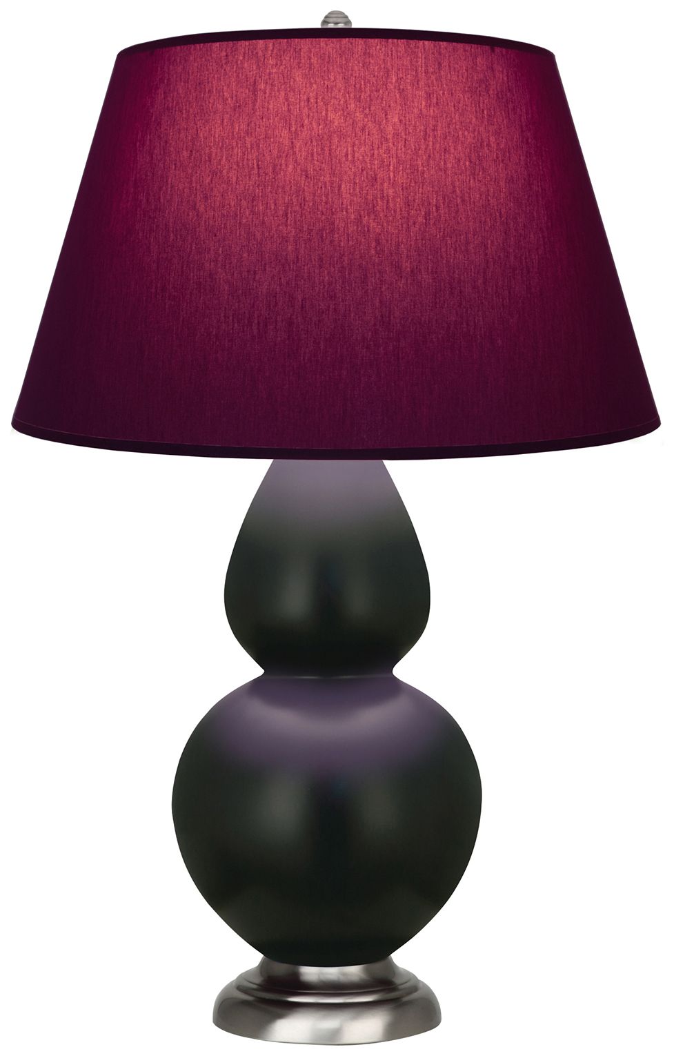 Double Gourd 31"H Obsidian & Silver Lamp w/ Plum & Lavender Made to Order