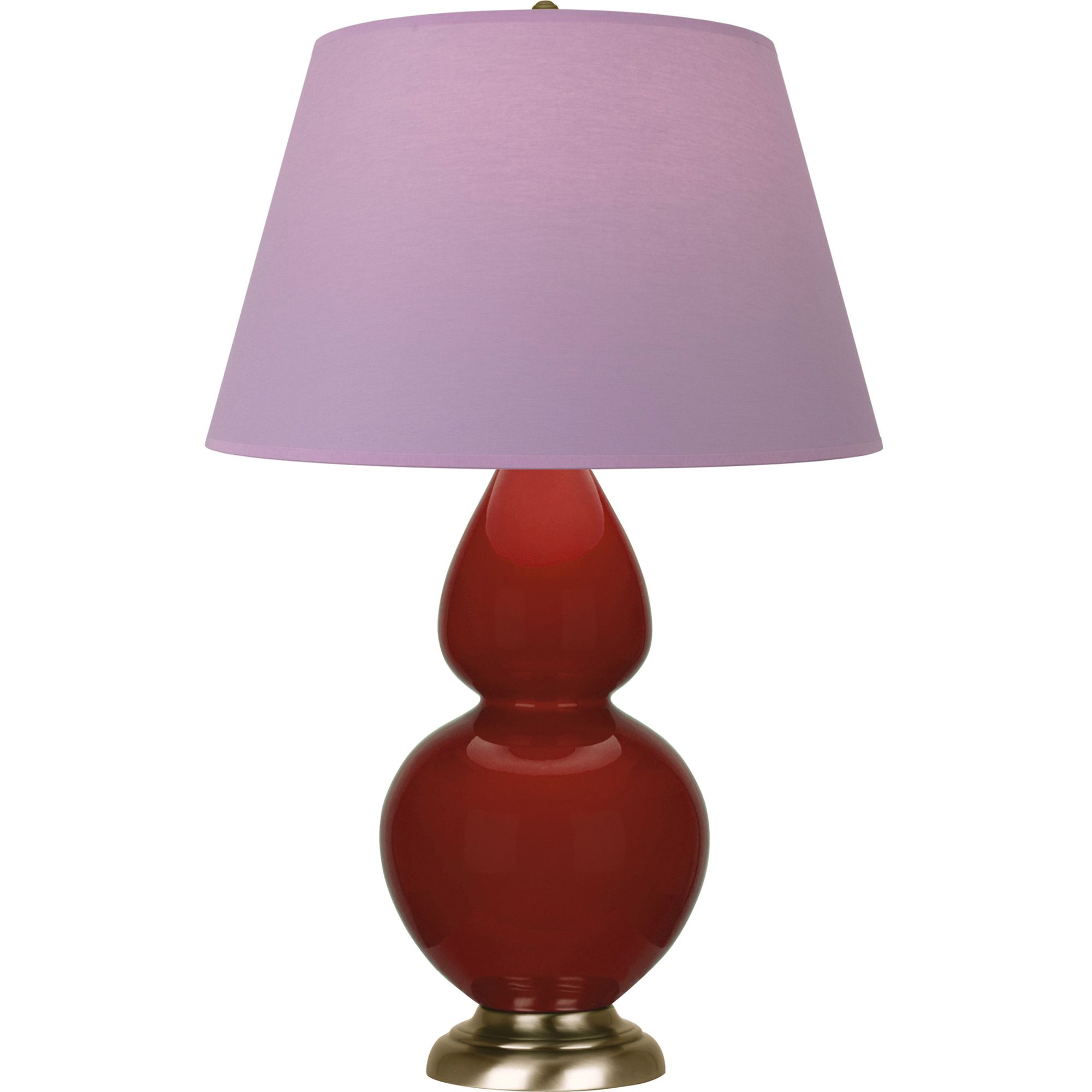 Image 2 Double Gourd 31"H Oxblood Glazed Brass Table Lamp w/ Lavender Shade more views