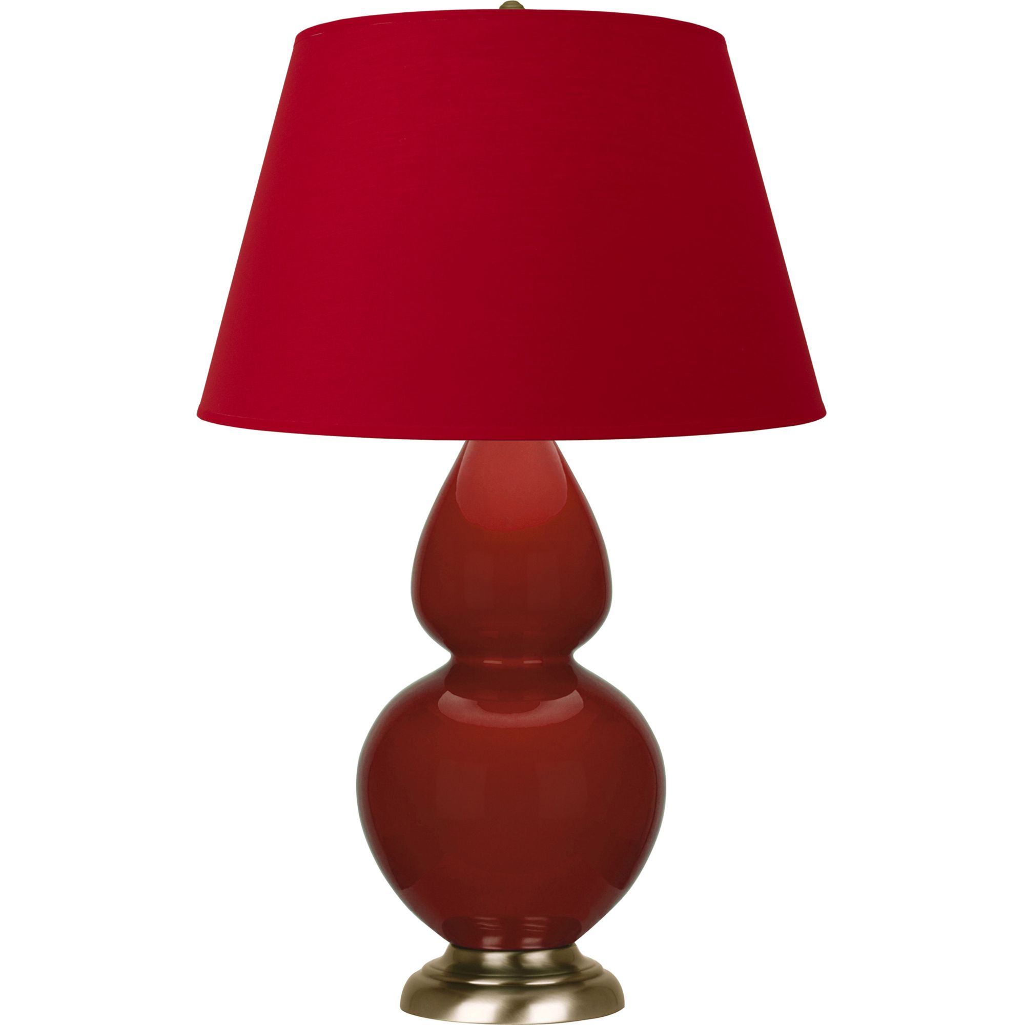Image 2 Double Gourd 31"H Oxblood Glazed Brass Table Lamp w/ Red Black Shade more views