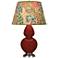 Double Gourd 31"H Oxblood Glazed Silver Table Lamp w/ Fall Floral Shade