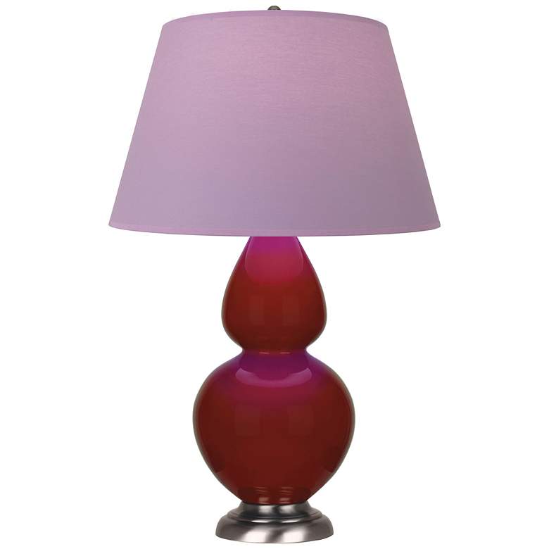 Image 1 Double Gourd 31"H Oxblood Glazed Silver Table Lamp w/ Lavender Shade