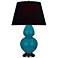 Double Gourd 31"H Peacock And Bronze Table Lamp w/ Ink And Rose Shade