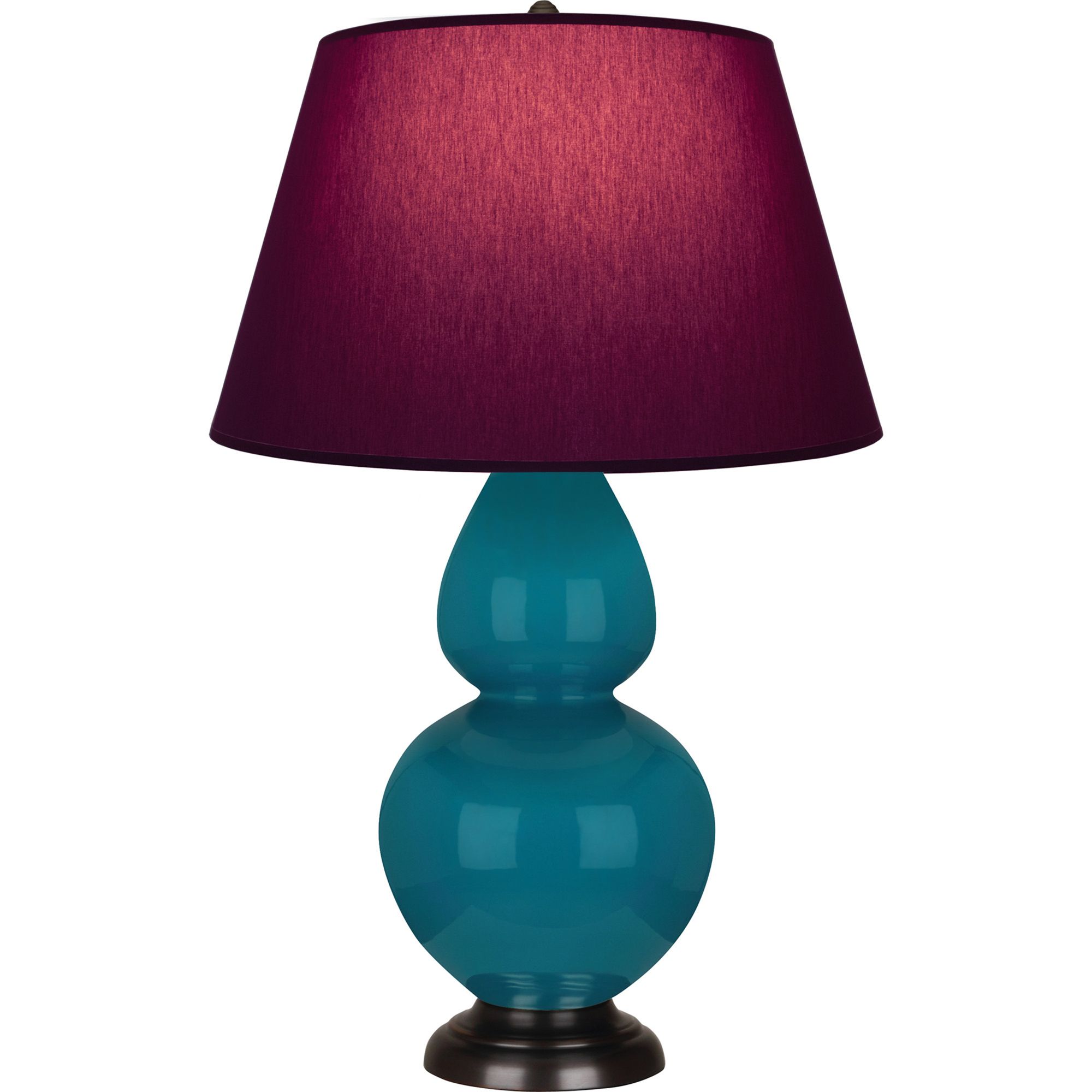Image 2 Double Gourd 31"H Peacock & Bronze Lamp w/ Plum & Lavender Made to Order more views