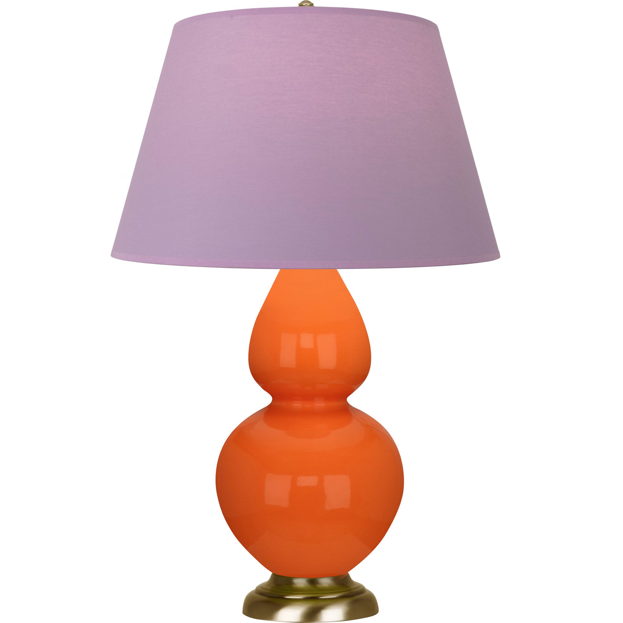 Image 2 Double Gourd 31"H Pumpkin And Brass Lamp w/ Lavender And Plum Shade more views