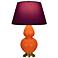 Double Gourd 31"H Pumpkin And Brass Lamp w/ Plum And Lavender Shade