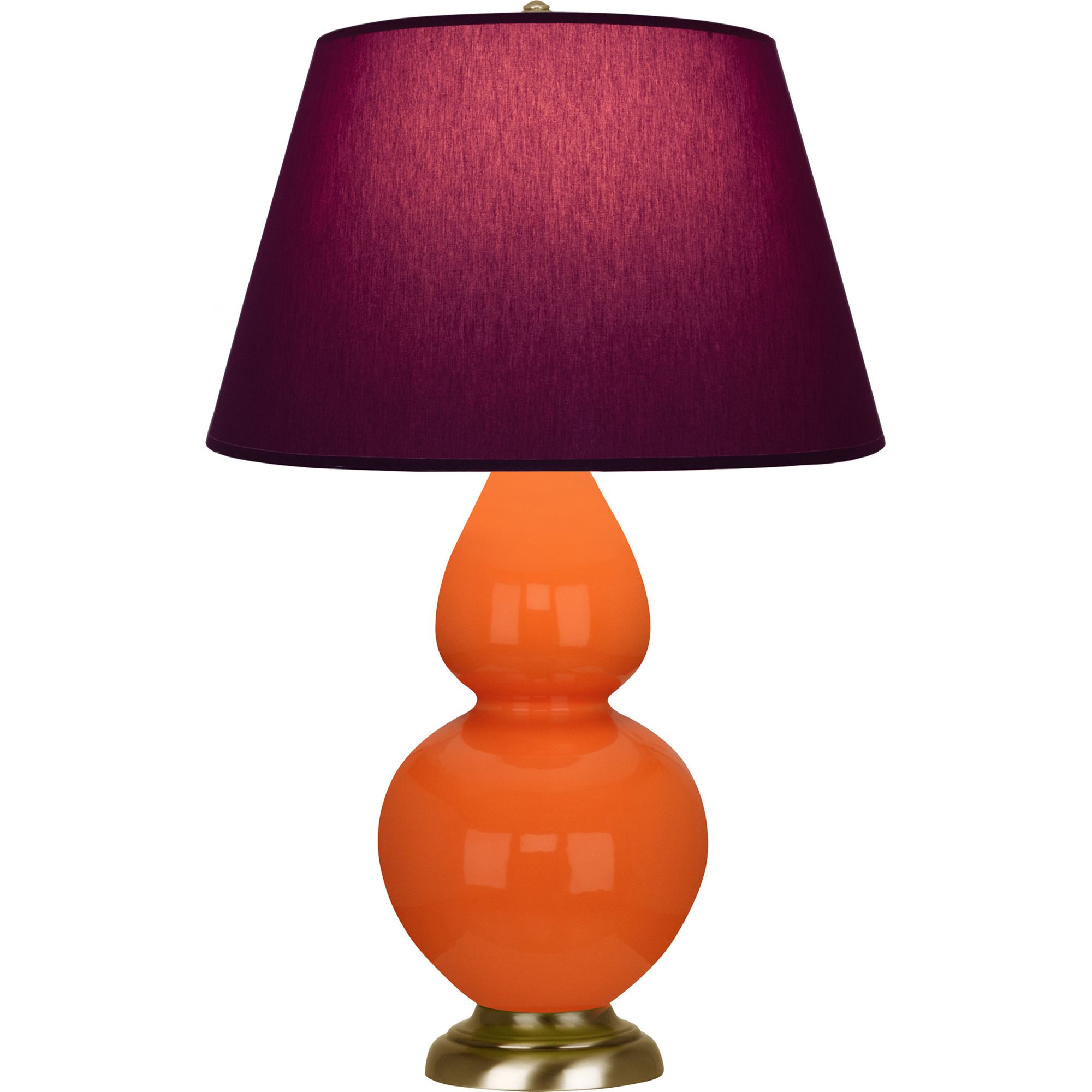 Image 2 Double Gourd 31"H Pumpkin And Brass Lamp w/ Plum And Lavender Shade more views