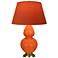 Double Gourd 31"H Pumpkin And Brass Lamp w/ Tangerine And Taupe Shade