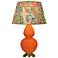 Double Gourd 31"H Pumpkin And Brass Table Lamp w/ Fall Floral Shade