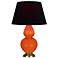 Double Gourd 31"H Pumpkin And Brass Table Lamp w/ Ink And Rose Shade