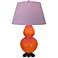 Double Gourd 31"H Pumpkin And Bronze Lamp w/ Lavender And Plum Shade