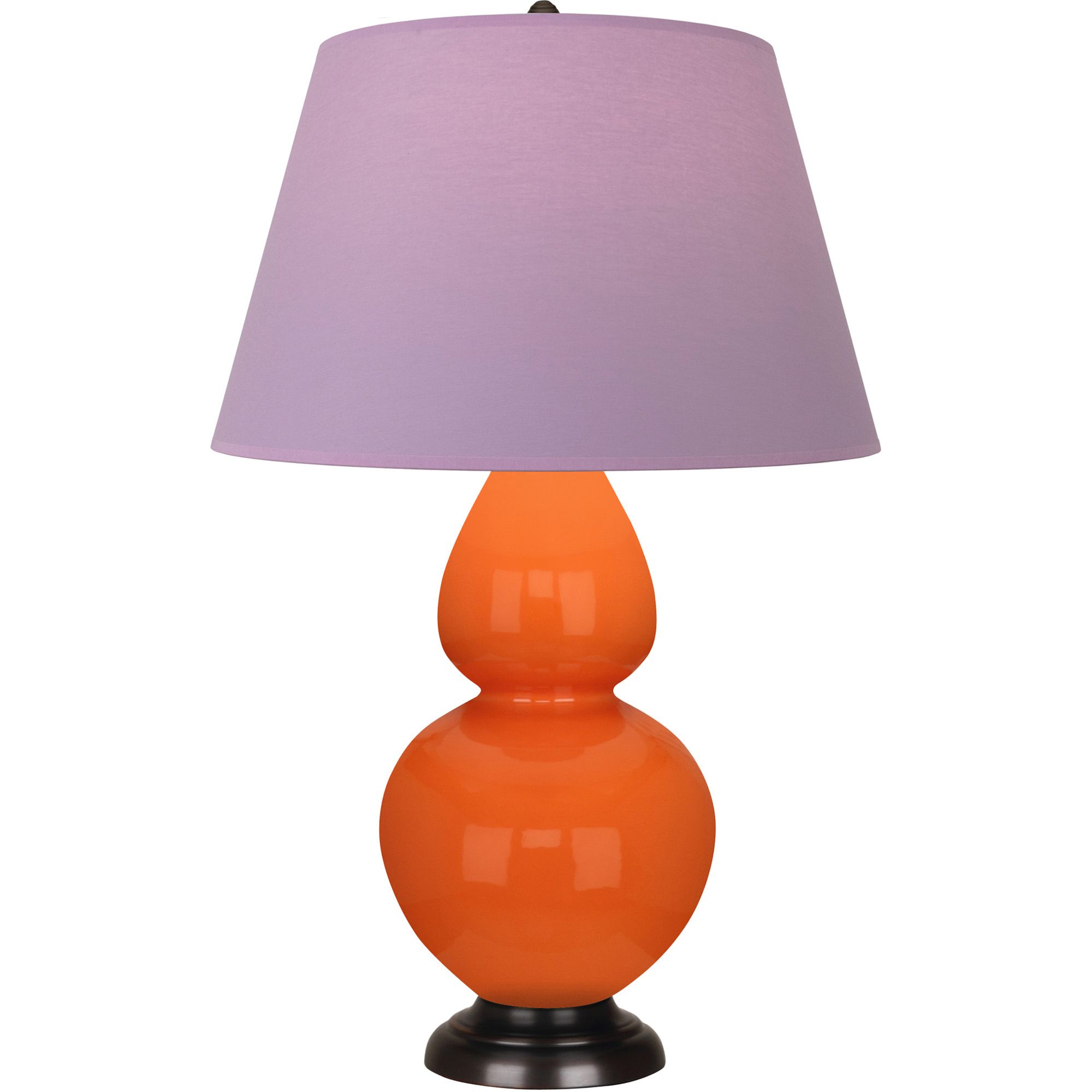 Image 2 Double Gourd 31"H Pumpkin And Bronze Lamp w/ Lavender And Plum Shade more views