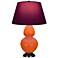 Double Gourd 31"H Pumpkin And Bronze Lamp w/ Plum And Lavender Shade