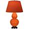 Double Gourd 31"H Pumpkin And Bronze Lamp w/ Tangerine And Taupe Shade