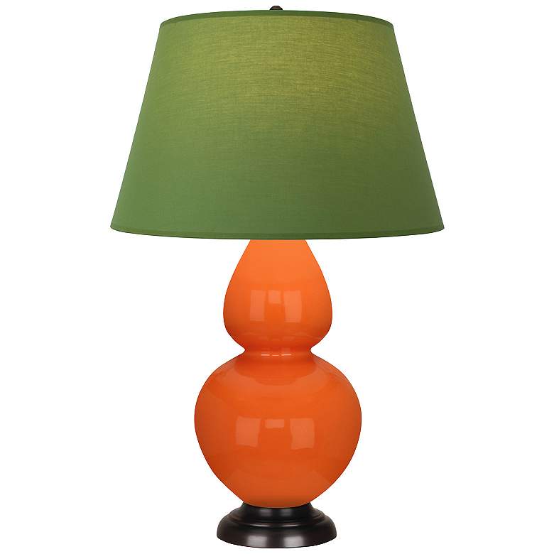 Image 1 Double Gourd 31"H Pumpkin And Bronze Lamp w/ Tea Green And Taupe Shade