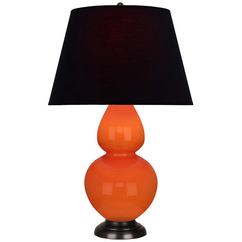 Image 1 Double Gourd 31"H Pumpkin And Bronze Table Lamp w/ Ink And Rose Shade