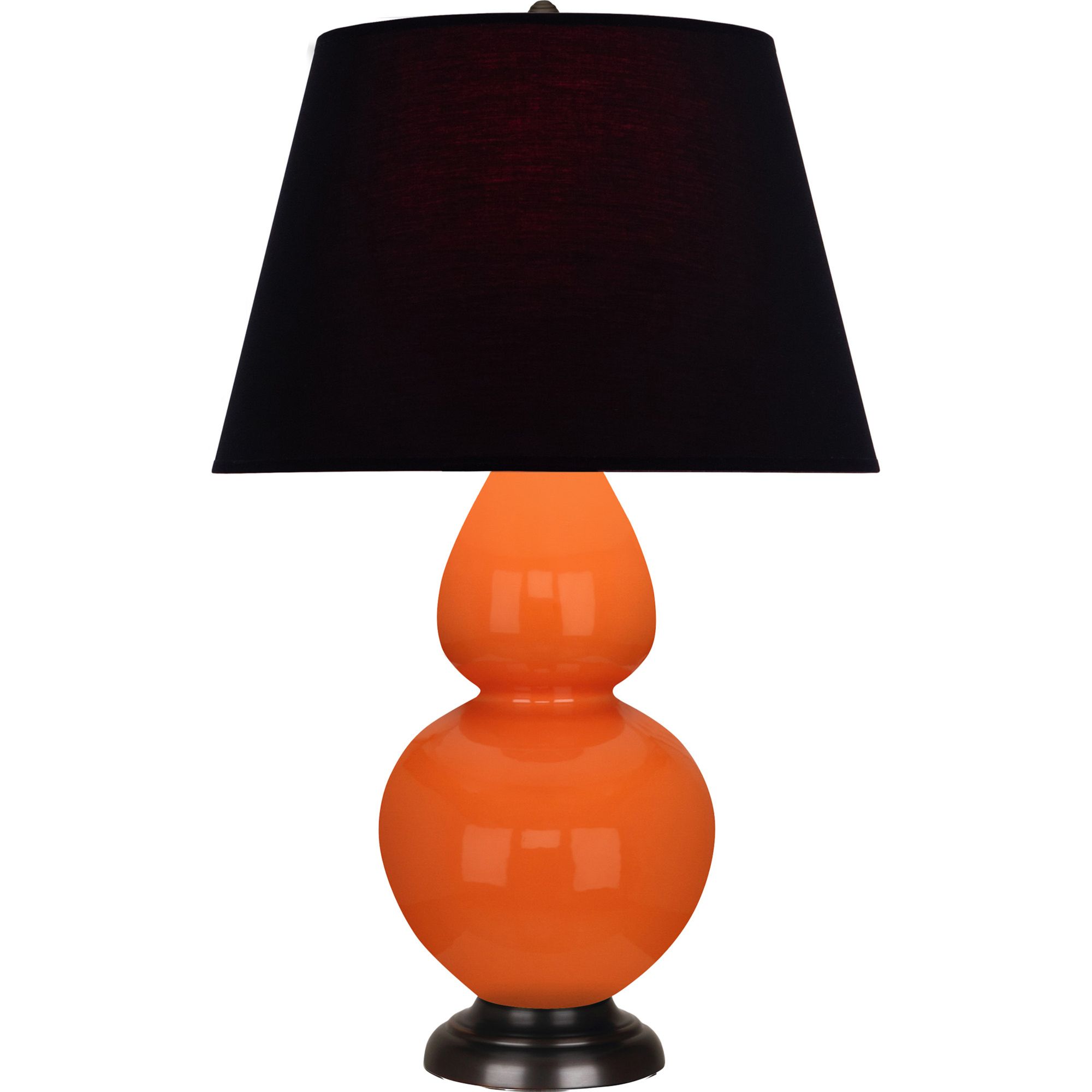 Image 2 Double Gourd 31"H Pumpkin And Bronze Table Lamp w/ Ink And Rose Shade more views