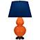 Double Gourd 31"H Pumpkin And Bronze Table Lamp w/ Navy And Gray Shade