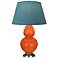Double Gourd 31"H Pumpkin And Silver Lamp w/ Bright Blue And Gray Shade