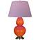 Double Gourd 31"H Pumpkin And Silver Lamp w/ Lavender And Plum Shade