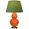 Double Gourd 31"H Pumpkin And Silver Lamp w/ Tea Green And Taupe Shade