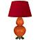 Double Gourd 31"H Pumpkin And Silver Table Lamp w/ Black And Red Shade