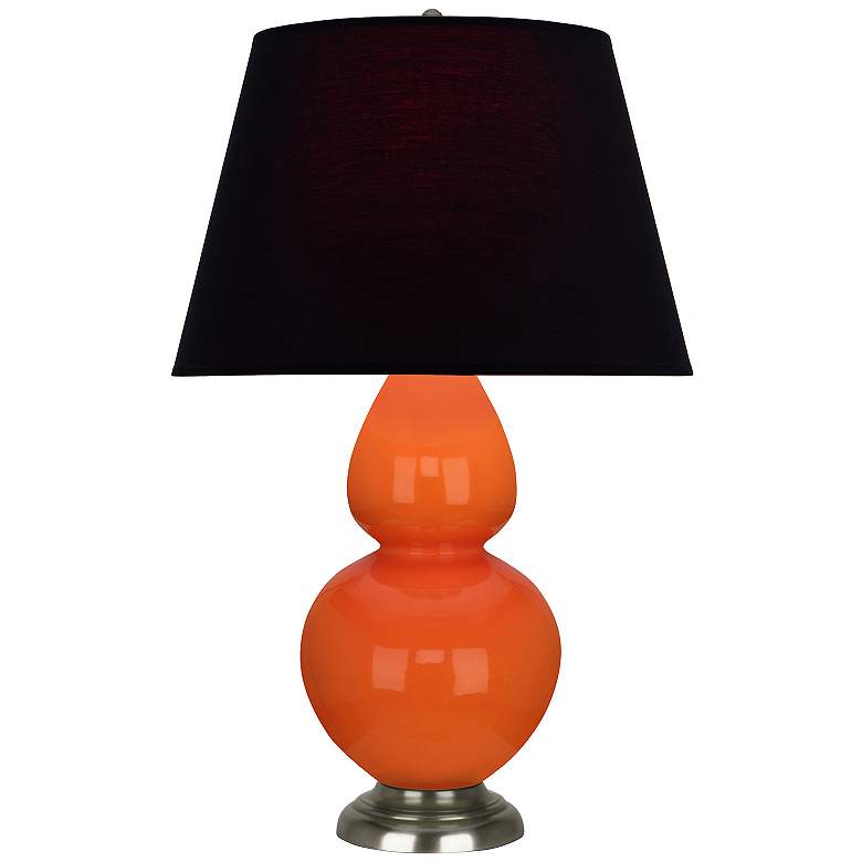 Image 1 Double Gourd 31"H Pumpkin And Silver Table Lamp w/ Ink And Rose Shade