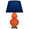 Double Gourd 31"H Pumpkin And Silver Table Lamp w/ Navy And Gray Shade