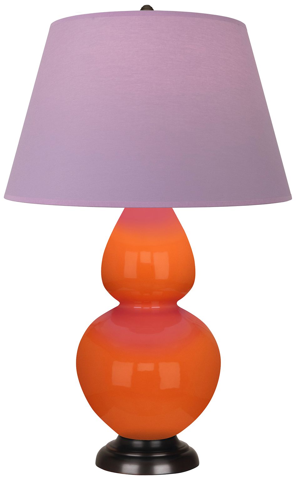 Double Gourd 31"H Pumpkin & Bronze Lamp w/ Lavender & Plum Made to Order