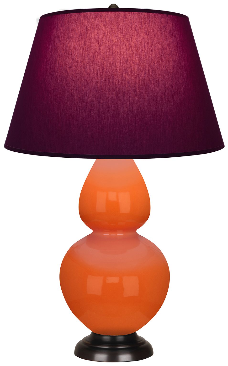 Double Gourd 31"H Pumpkin & Bronze Lamp w/ Plum & Lavender Made to Order