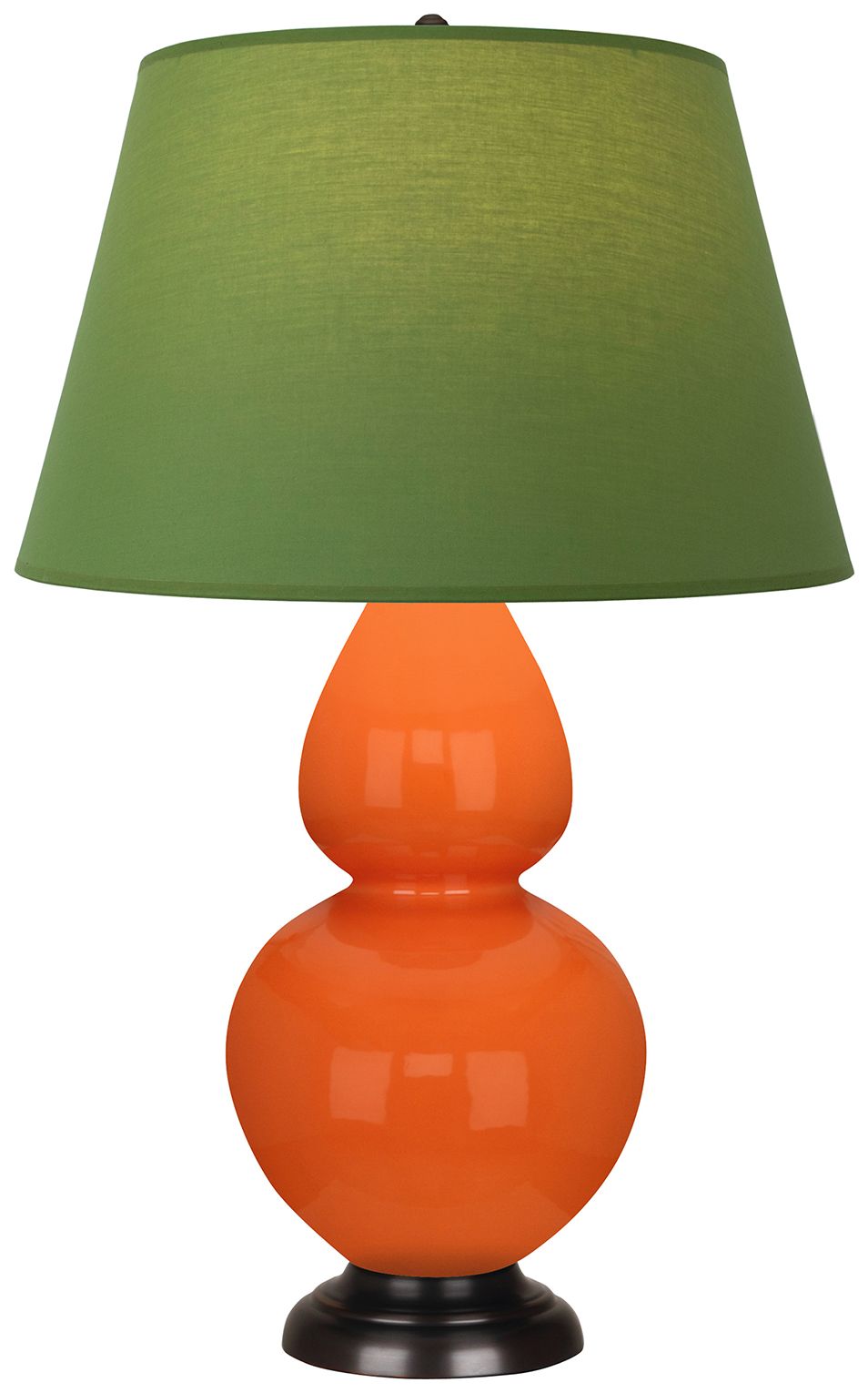 Double Gourd 31"H Pumpkin & Bronze Lamp w/ Tea Green & Taupe Made to Order
