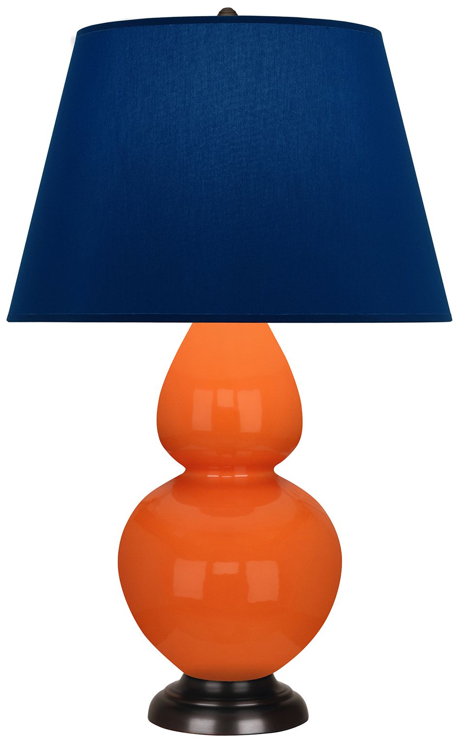 Double Gourd 31"H Pumpkin & Bronze Table Lamp w/ Navy & Gray Made to Order