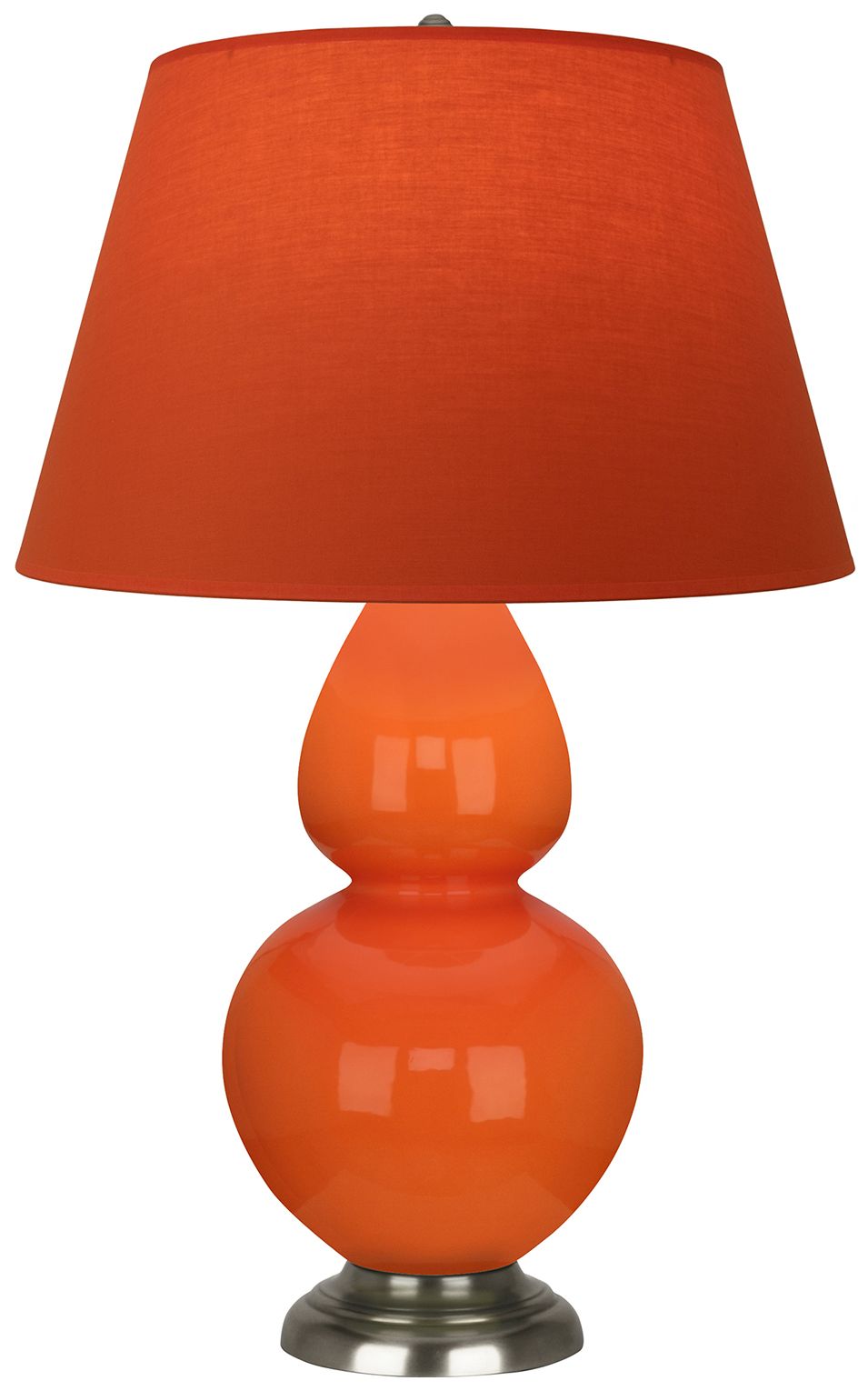 Double Gourd 31"H Pumpkin & Silver Lamp w/ Tangerine & Taupe Made to Order