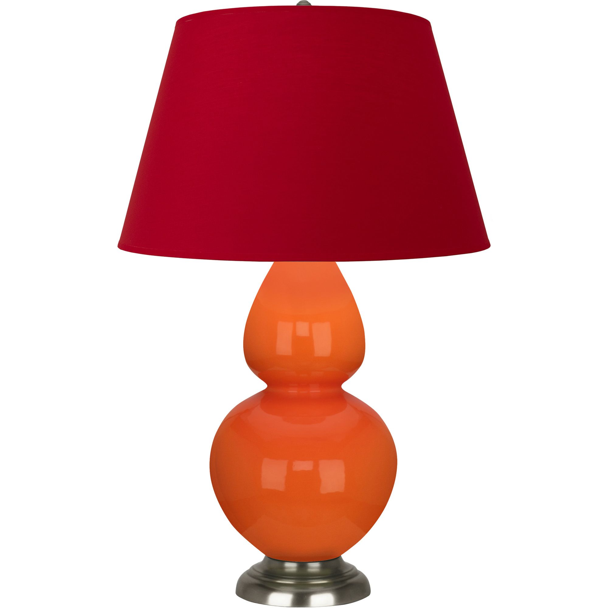Image 2 Double Gourd 31"H Pumpkin & Silver Table Lamp w/ Black & Red Made to Order more views