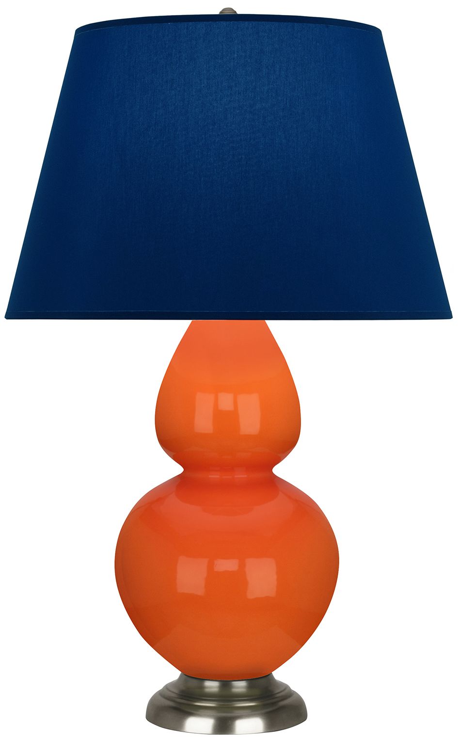 Double Gourd 31"H Pumpkin & Silver Table Lamp w/ Navy & Gray Made to Order
