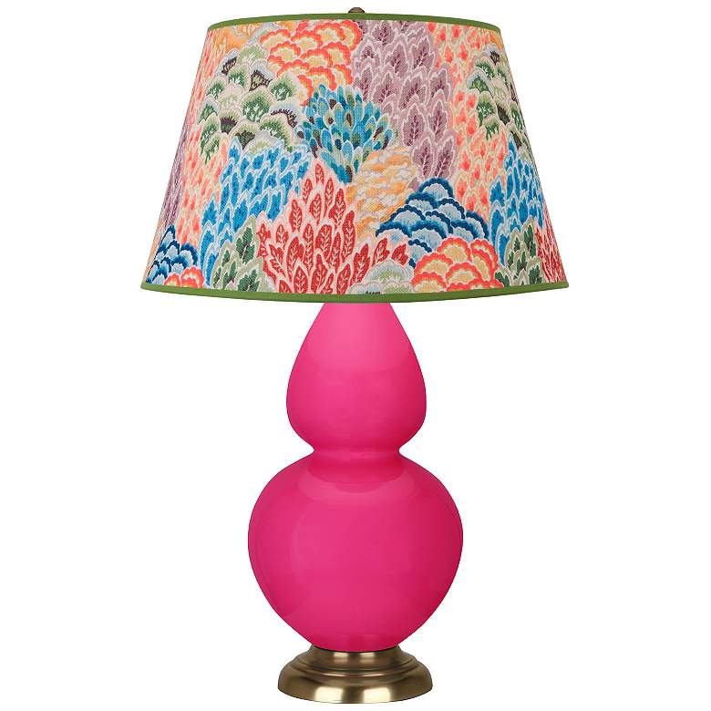 Image 1 Double Gourd 31"H Razzle Rose And Brass Table Lamp w/ Spring Shade