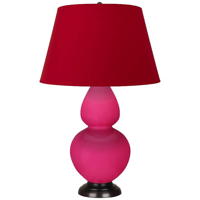 Image 1 Double Gourd 31"H Razzle Rose And Bronze Lamp w/ Black And Red Shade