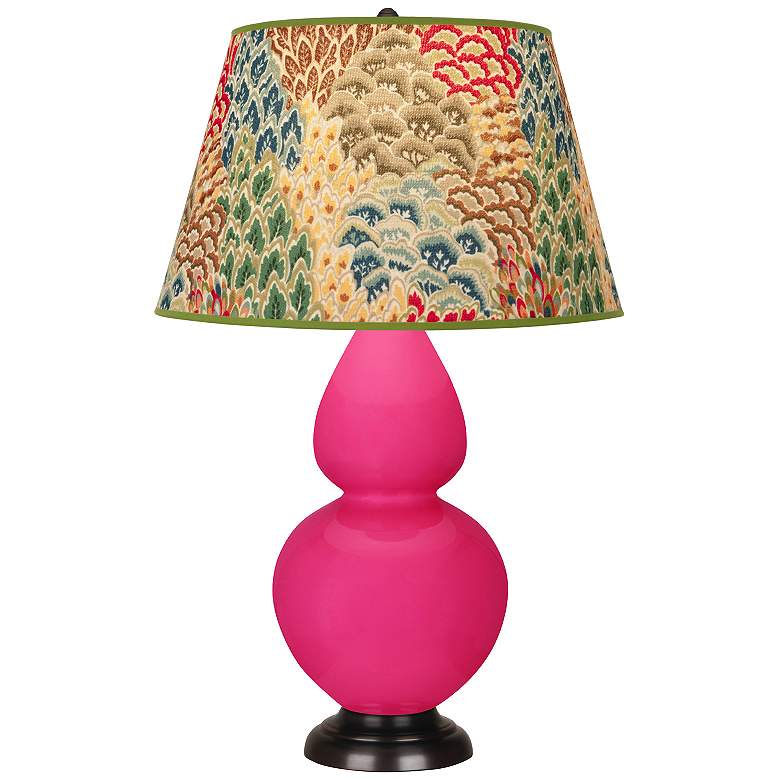 Image 1 Double Gourd 31"H Razzle Rose And Bronze Lamp w/ Fall Floral Shade