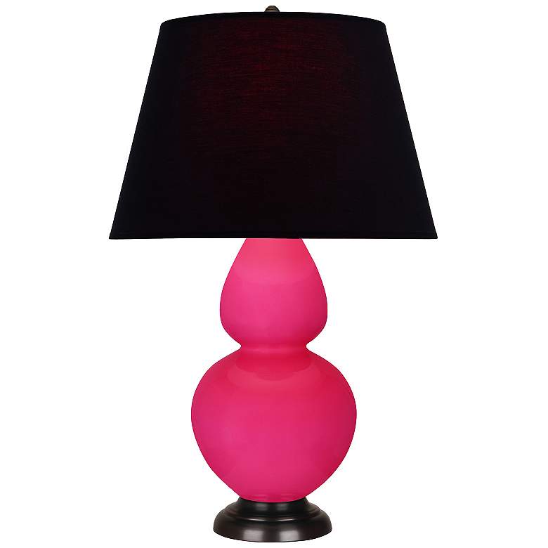 Image 1 Double Gourd 31"H Razzle Rose And Bronze Lamp w/ Ink And Rose Shade