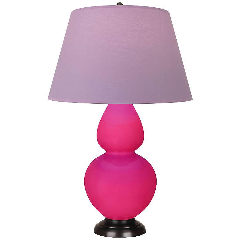 Image 1 Double Gourd 31"H Razzle Rose And Bronze Lamp w/ Lavender And Plum Shade